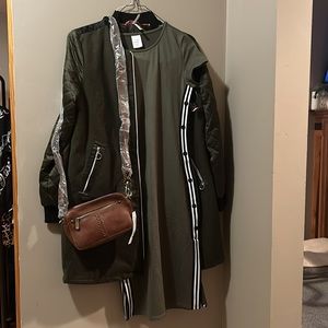 OLIVE GREEN Jacket + Dress + Purse Bundle